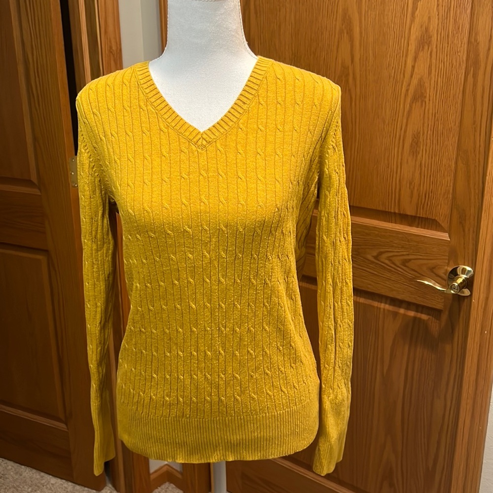 Mustard V Neck Sweater - Large